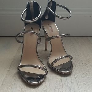 Steel chrome high heel 6.5 sandals, by JustFab
